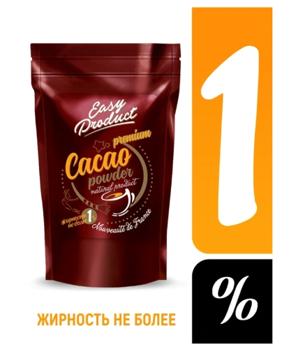 Какао-порошок 1%, Бельгия/Франция обезжиренный диетический,100г