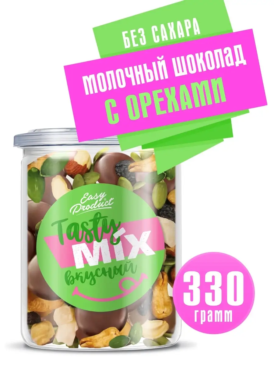 Шоколад молочный без сахара Орехи Миндаль Кешью Семечки