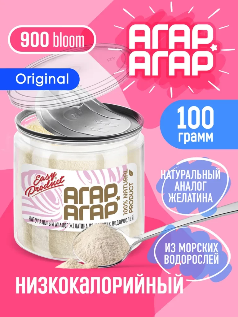 Агар-агар 900 bloom для зефира натуральный 100г